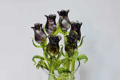 Lavender Glass Rose - Handcrafted Long Stem Flower