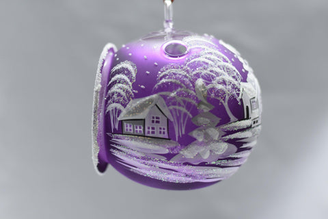 Purple Glass Terrarium Candle Holder  - White Cabins