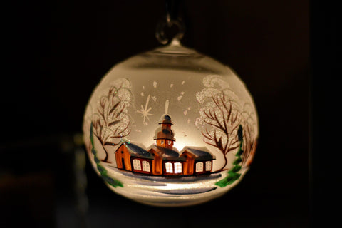 Frosted Glass Terrarium Candle Holder, Hand Crafted in Ukraine, Brown Cathedral Winter Wonderland, Wonderful Year Round