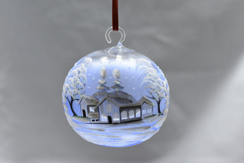 Light Blue Glass Terrarium Candle Holder, Hand Crafted in Ukraine, White Cabin Winter Wonderland, Wonderful Year Round