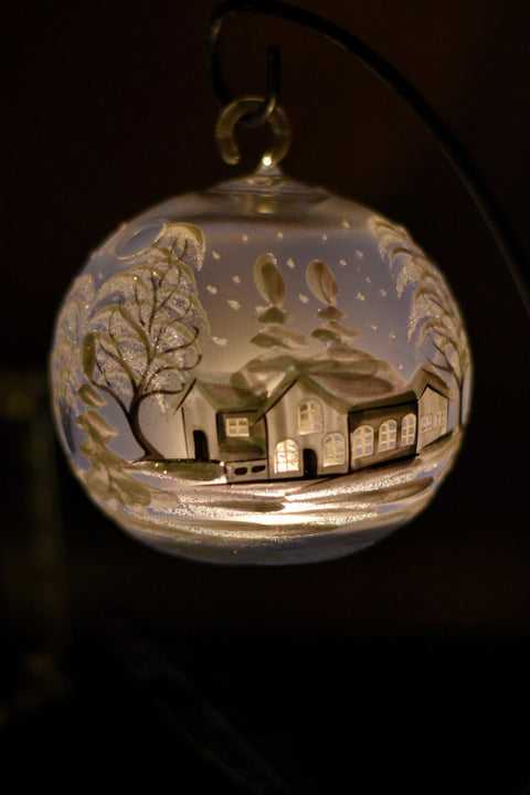 Light Blue Glass Terrarium Candle Holder, Hand Crafted in Ukraine, White Cabin Winter Wonderland, Wonderful Year Round