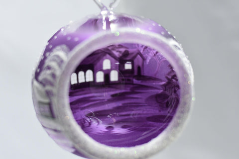 Purple Glass Terrarium Candle Holder  - White Cabins