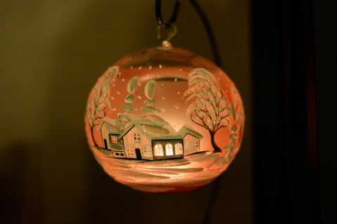 Orange Glass Terrarium Candle Holder - White Cabins