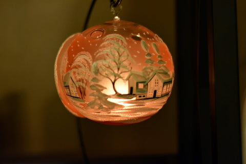 Orange Glass Terrarium Candle Holder - White Cabins