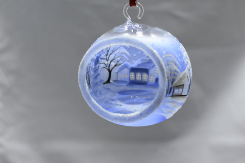 Light Blue Glass Terrarium Candle Holder, Hand Crafted in Ukraine, White Cabin Winter Wonderland, Wonderful Year Round