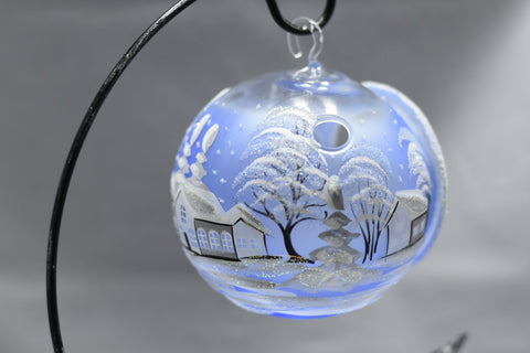 Light Blue Glass Terrarium Candle Holder, Hand Crafted in Ukraine, White Cabin Winter Wonderland, Wonderful Year Round