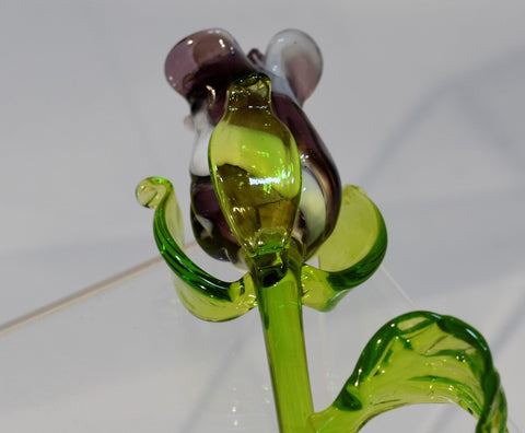 Purple & White Glass Rose, Handcrafted Glass Flower, Hand Made In Ukraine Using Murano Quality Glass, Great Gift For Flower Lovers, 12 Inch Rose