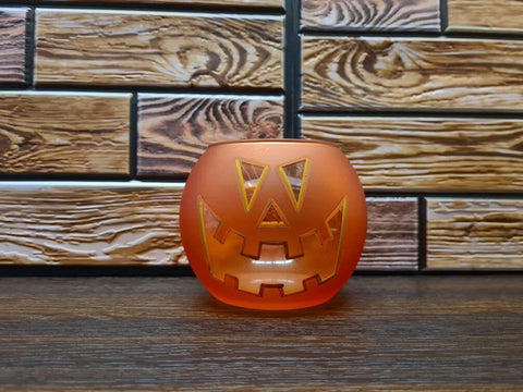 Jack-O'-Lantern  Glass Candle Holder