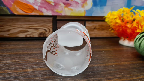 Frosted Glass Single Candle Holder - Red Cardinal