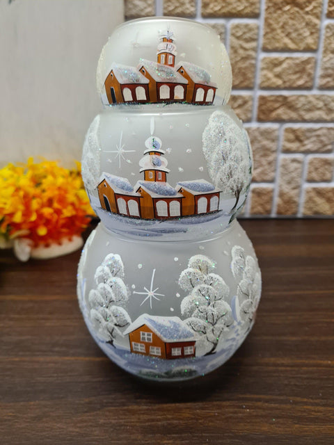 Frosted Glass Candle Holder - Brown Cathedral - Multiple Sizes