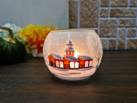 Frosted Glass Candle Holder - Brown Cathedral - Multiple Sizes