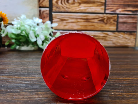 Red Glass Quad Candle Holder - Brown Church Yule Log Style
