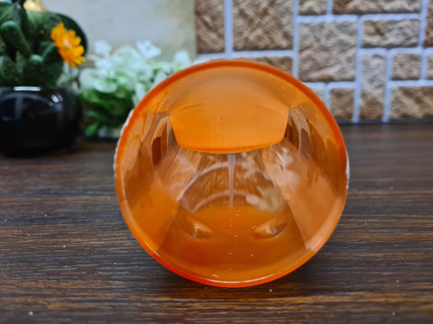 Orange Glass Double Candle Holder - Brown Cabins Yule Log Style