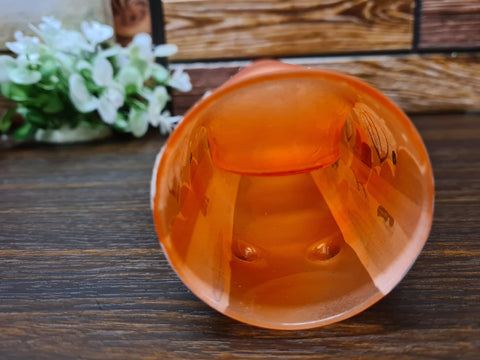 Orange Glass Quad Candle Holder  - Brown Church Yule Log Style