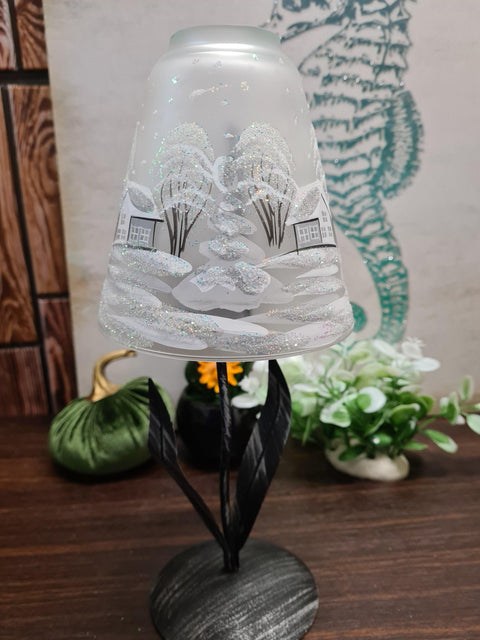 Frosted Glass Lamp Candle Holder - White Cabins