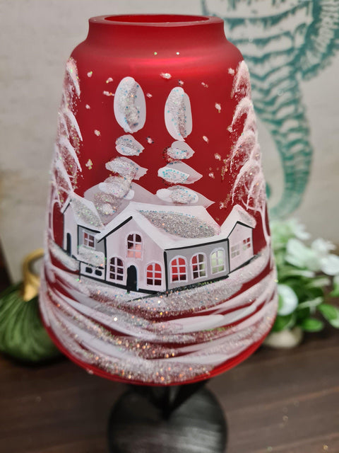 Red Glass Lamp Candle Holder - White Cabins