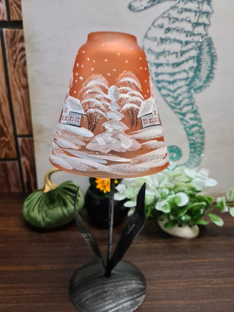 Orange Glass Lamp Candle Holder - White Cabins