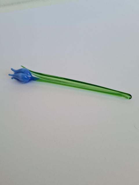 Light Blue Glass Tulip - Handcrafted Short Stem Flower