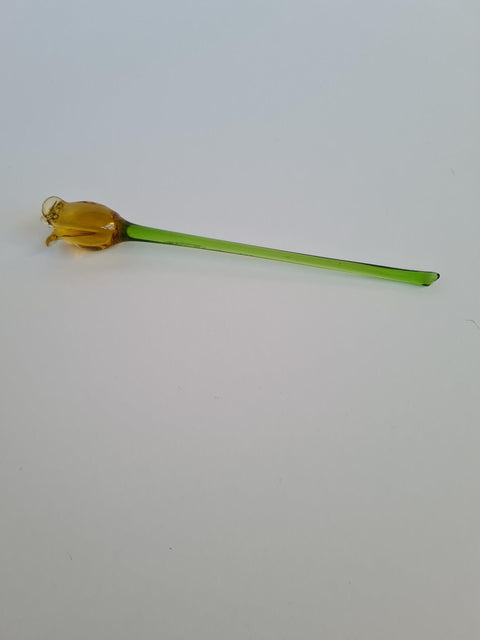 Amber Glass Rose - Handcrafted Short Stem Flower