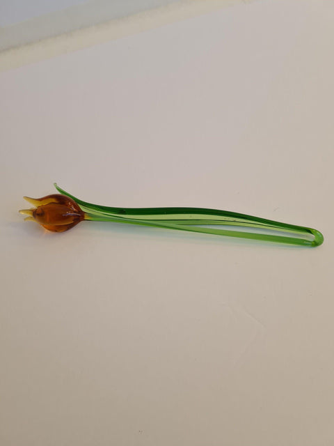 Amber Glass Tulip - Handcrafted Short Stem Flower