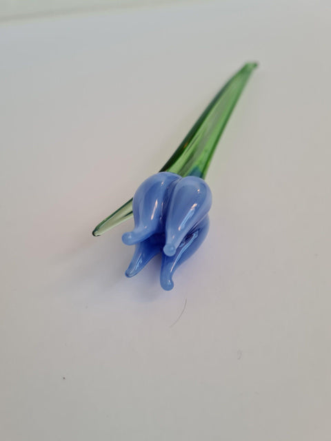 Light Blue Glass Tulip - Handcrafted Short Stem Flower