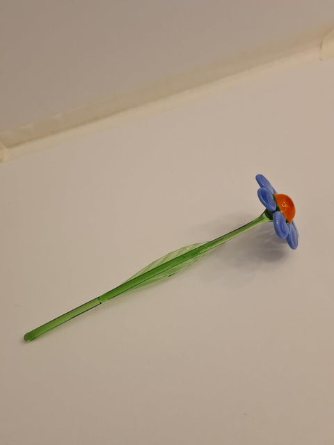 Light Blue Glass Daisy, Handcrafted Glass Flower, Hand Made In Ukraine Using Murano Quality Glass, Great Gift For Flower Lovers, 6 Inch Daisy