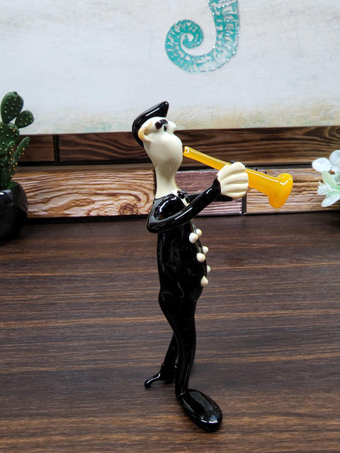 Glass Musician With Clarinet Figurine, Collectible Glass Musician, Murano Quality Gift At A Fraction Of The Price, Handcrafted In Ukraine