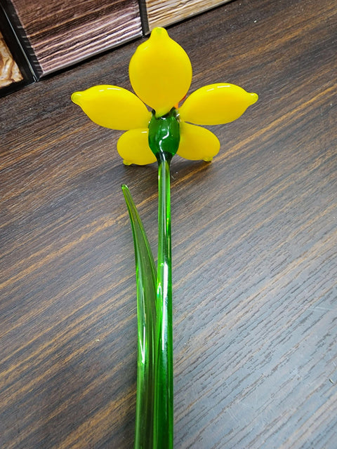 Yellow Glass Daffodil - Handcrafted Long Stem Flower