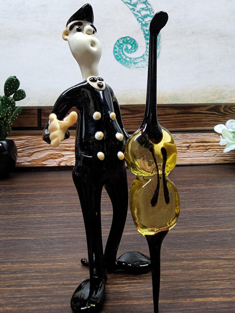 Glass Musician With Cello Figurine, Collectible Glass Musician, Murano Quality Gift At A Fraction Of The Price, Handcrafted In Ukraine
