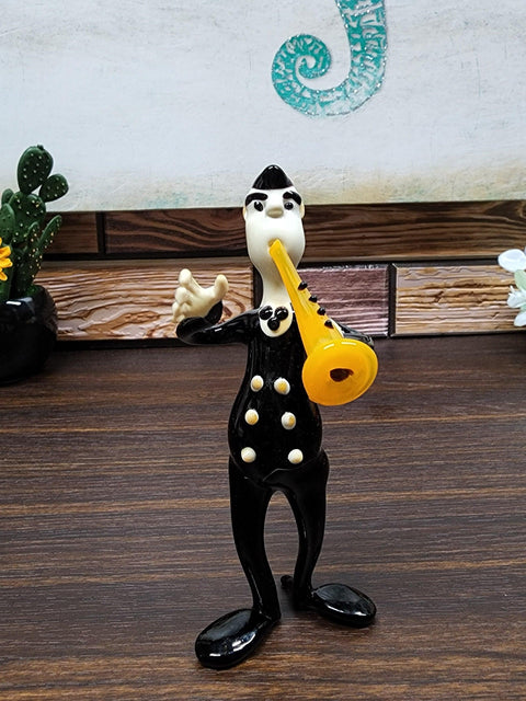 Handcrafted Large Glass Figurine - Lampworking - Musician With Clarinet Design