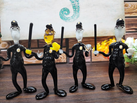 Glass Police Officer With Baton Figurine