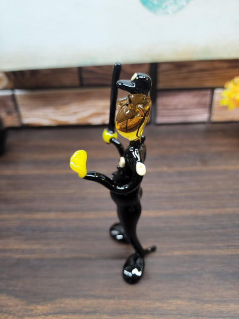 Glass Police Officer With Baton Figurine, Handmade Murano Quality Design - Large