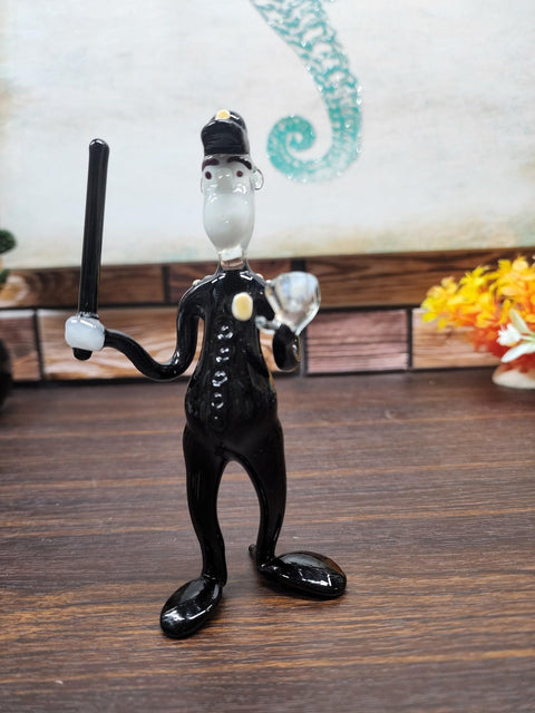 Glass Police Officer With Baton Figurine, Handmade Murano Quality Design - Large