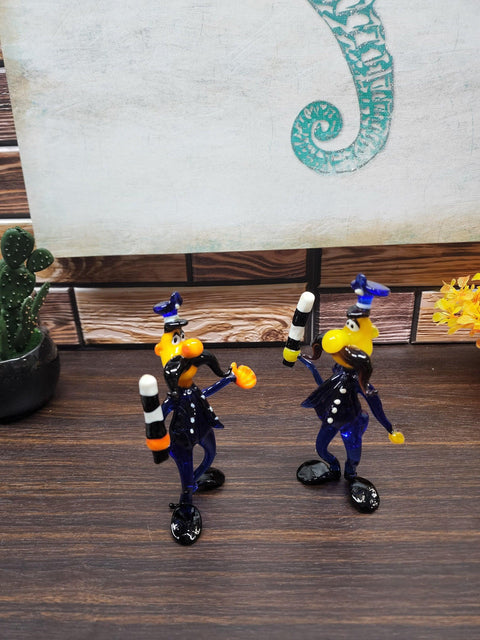 Glass Police Officer W/ Baton Figurine, Handmade Murano Quality Design - Large