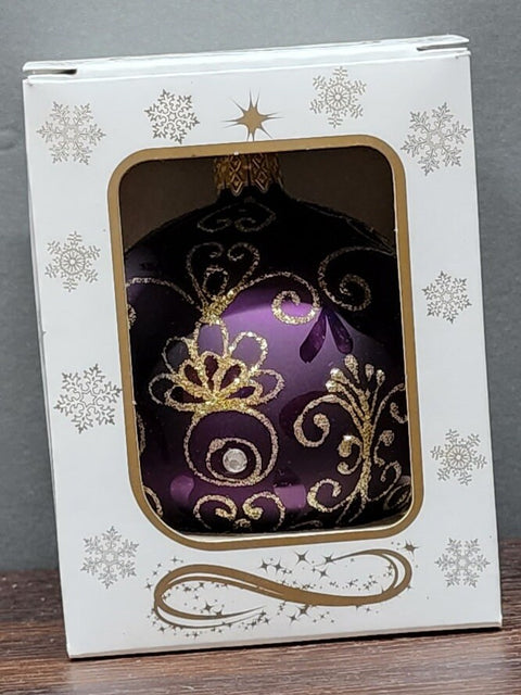 Purple Blown Glass Ornament - Handcrafted - Pineapple Design