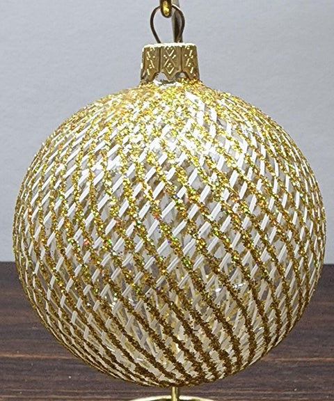 Gold Blown Glass Ornament - Handcrafted -  Disco Ball Design