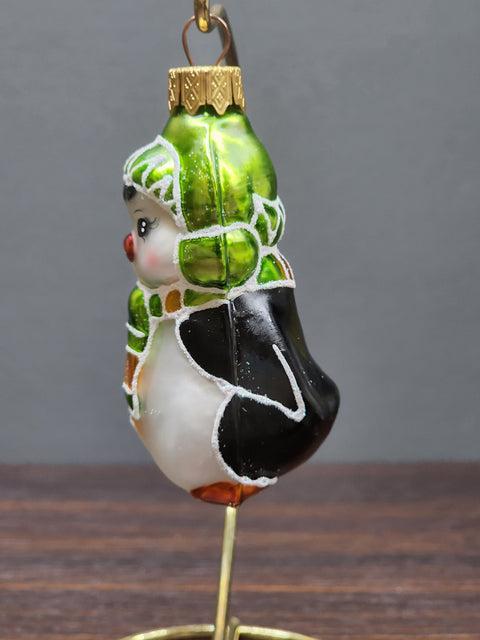 Hand Decorated Glass Keepsake Ornament - Charming Small Penguin Design