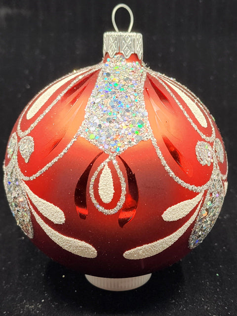 Red Blown Glass Ornament - Handcrafted - Bumble Bee Design