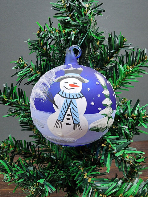 Glass Ornament Snowman Design