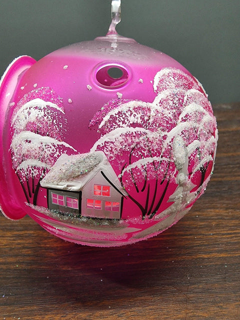 Pink Glass Terrarium Candle Holder - White Cabins