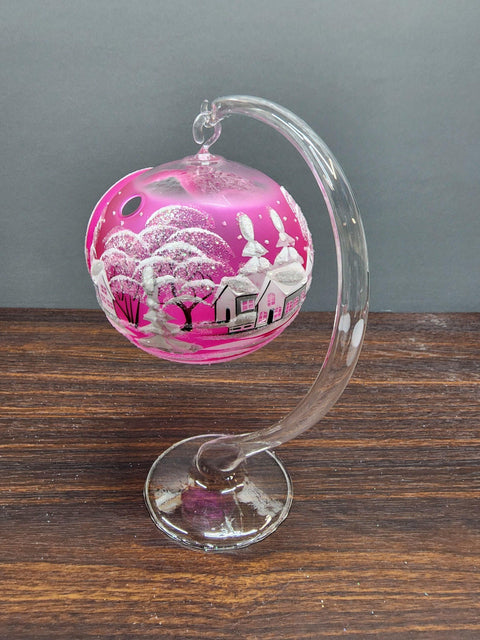 Pink Glass Terrarium Candle Holder - White Cabins