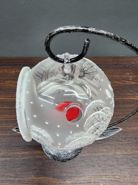 Frosted Glass Terrarium Candle Holder, Hand Crafted in Ukraine, White Church Winter Wonderland, Wonderful Year Round