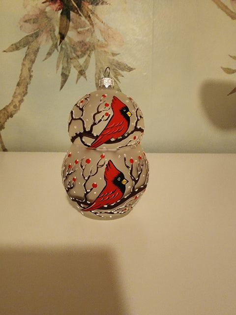 Ornament & Candle Holder Combo - Red Cardinal In A Tree