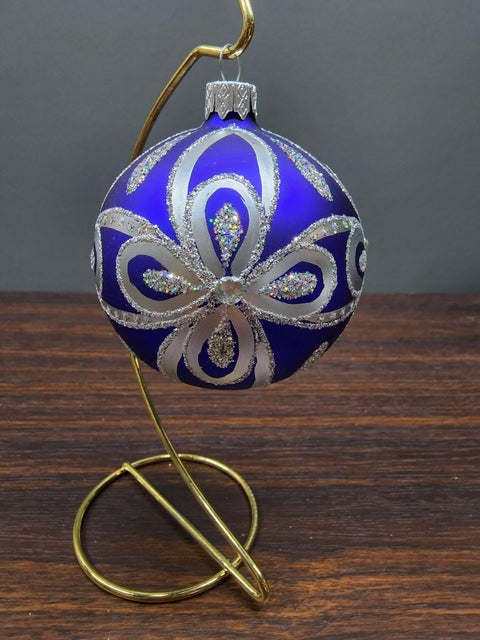 Blue Blown Glass Ornament - Handcrafted - Hand Made - Modern Design