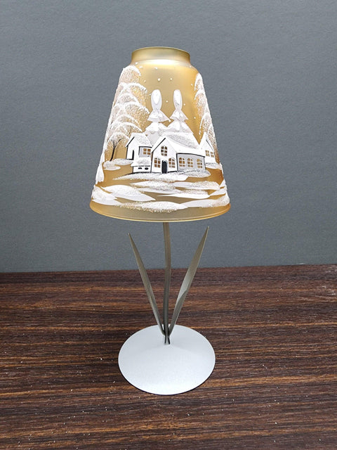 Yellow Glass Lamp Candle Holder - White Cabins