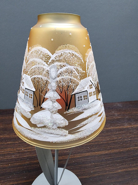 Yellow Glass  Lamp Candle Holder - White Cabins