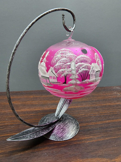 Pink Glass Terrarium Candle Holder - White Cabins