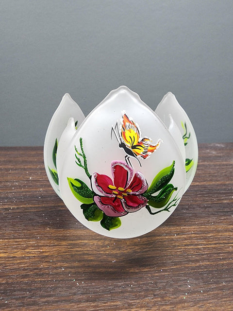  Lotus Blossom Glass Candle Holder