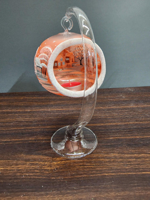 Orange Glass Terrarium Candle Holder - White Cabins