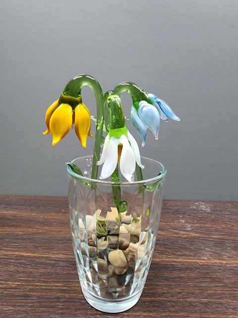 Blue Glass Lily - Handcrafted Short Stem Flower